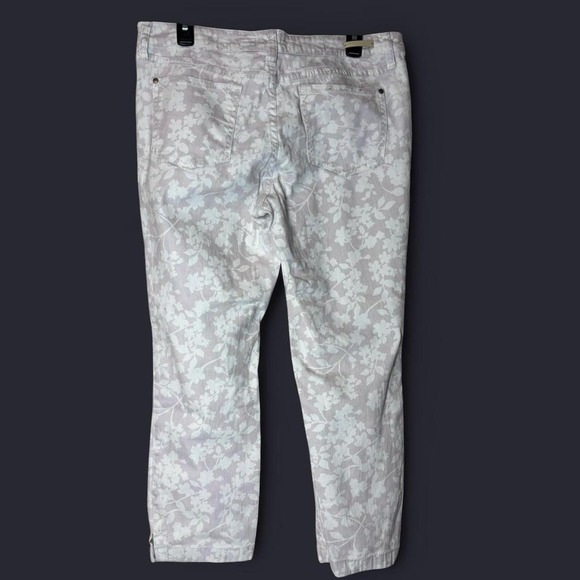 Anthropologie Pilcro & the Letterpress Pants 32 Stet Fit Gray White Floral Women - Picture 2 of 7